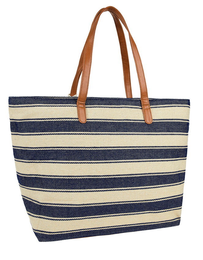 Nautical Stripe Beach Tote Bag, , large