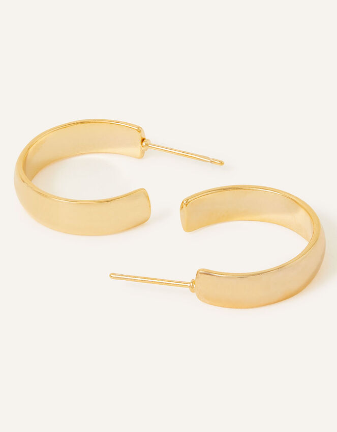14ct Gold-Plated Small Chunky Hoops, , large