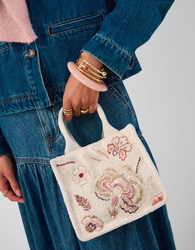 Embroidered Handheld Bag, , large