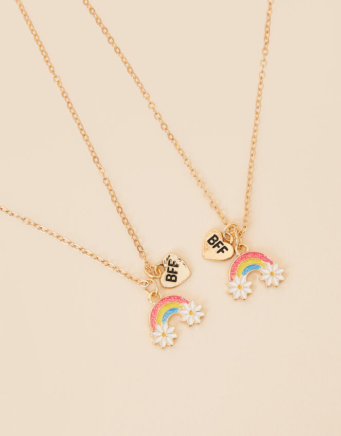 Girls 'BFF' Rainbow Necklace Set of Two, , large