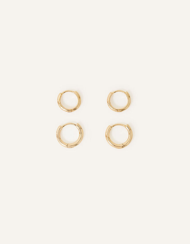 14ct Gold-Plated Hoop Earring Set of Two, , large