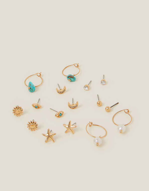 8-Pack Summer Stud and Hoop Earrings, , large