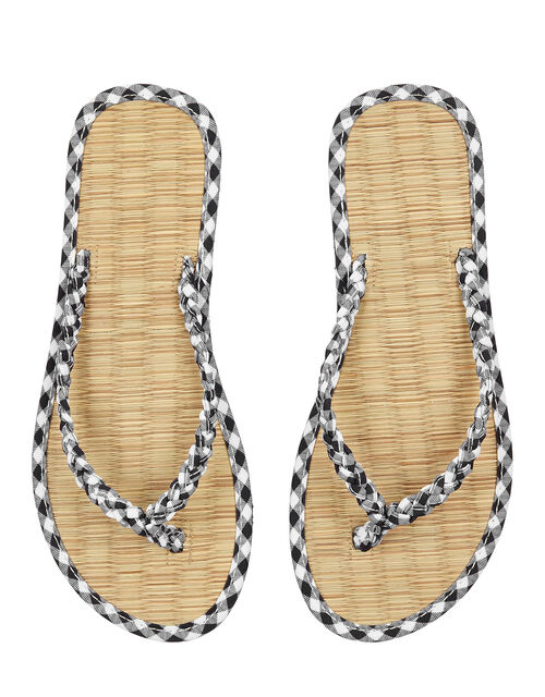 black seagrass flip flops