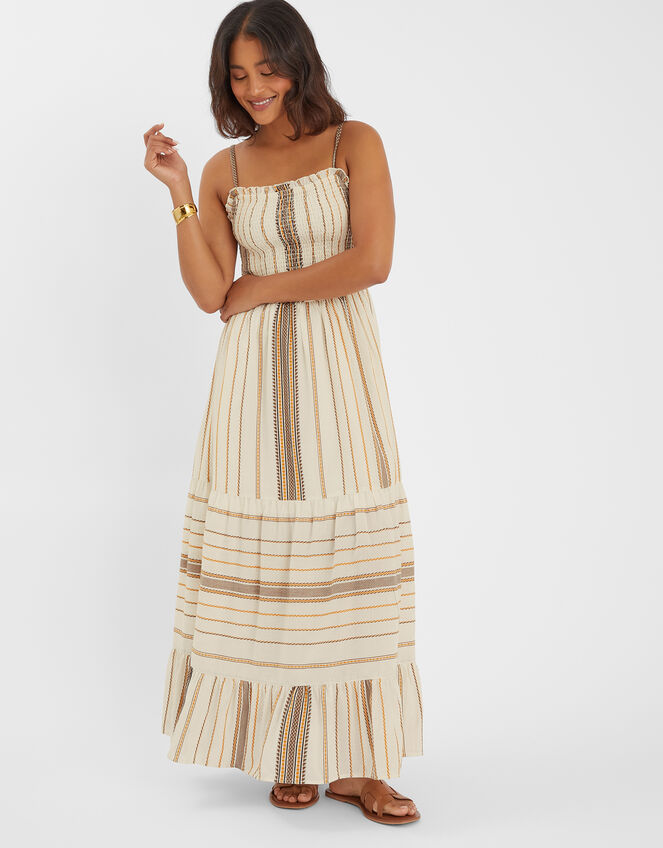 Stripe Strappy Smocked Maxi Dress, Multi (MULTI), large
