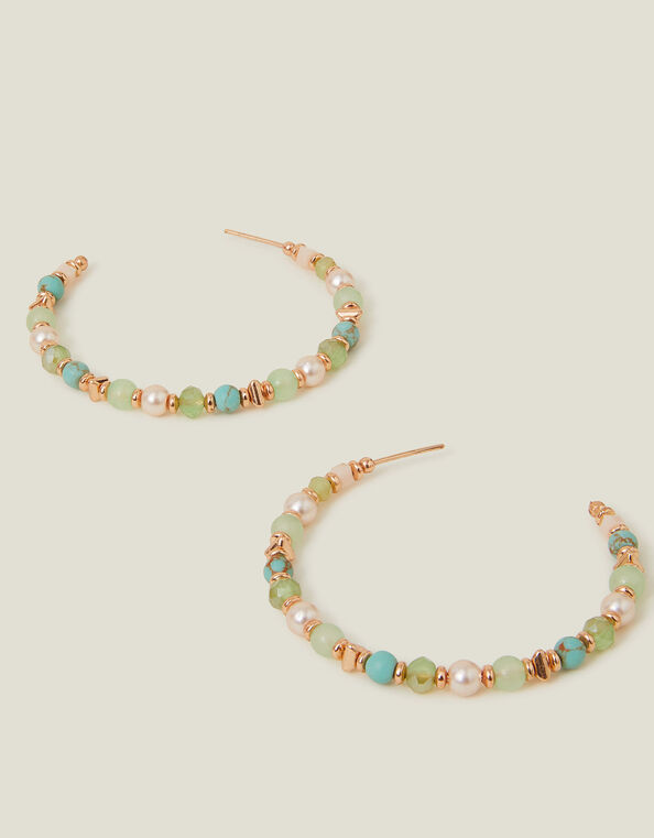Beaded Hoop Earrings, , large