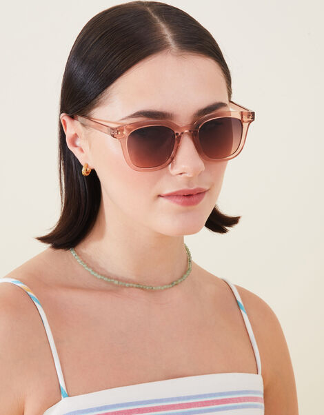 Clear Ombre Lens Flat Top Sunglasses, , large