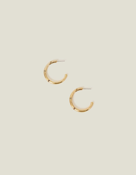 14ct Gold-Plated Bamboo Hoop Earrings, , large
