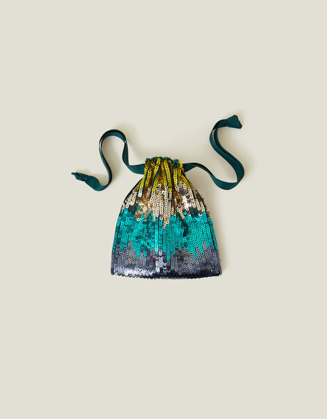 Ombre Sequin Drawstring Mini Pouch, , large