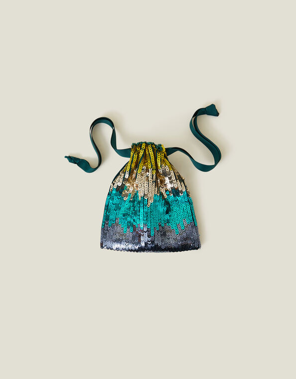 Ombre Sequin Drawstring Mini Pouch, , large