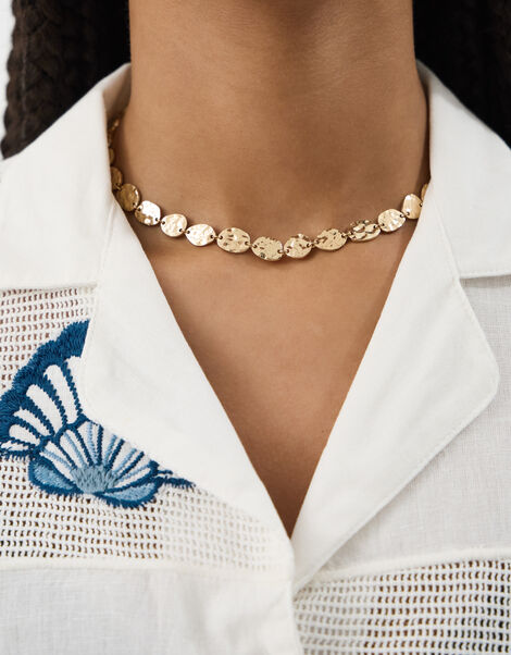 Textured Coin Necklace, , large