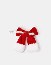 Fluffy Velvet Christmas Bow Hair Clip, , large
