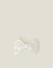 Girls Large Pearl Bow Barrette Hair Clip, , large
