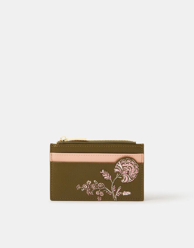 Floral Embroidered Card Holder, , large