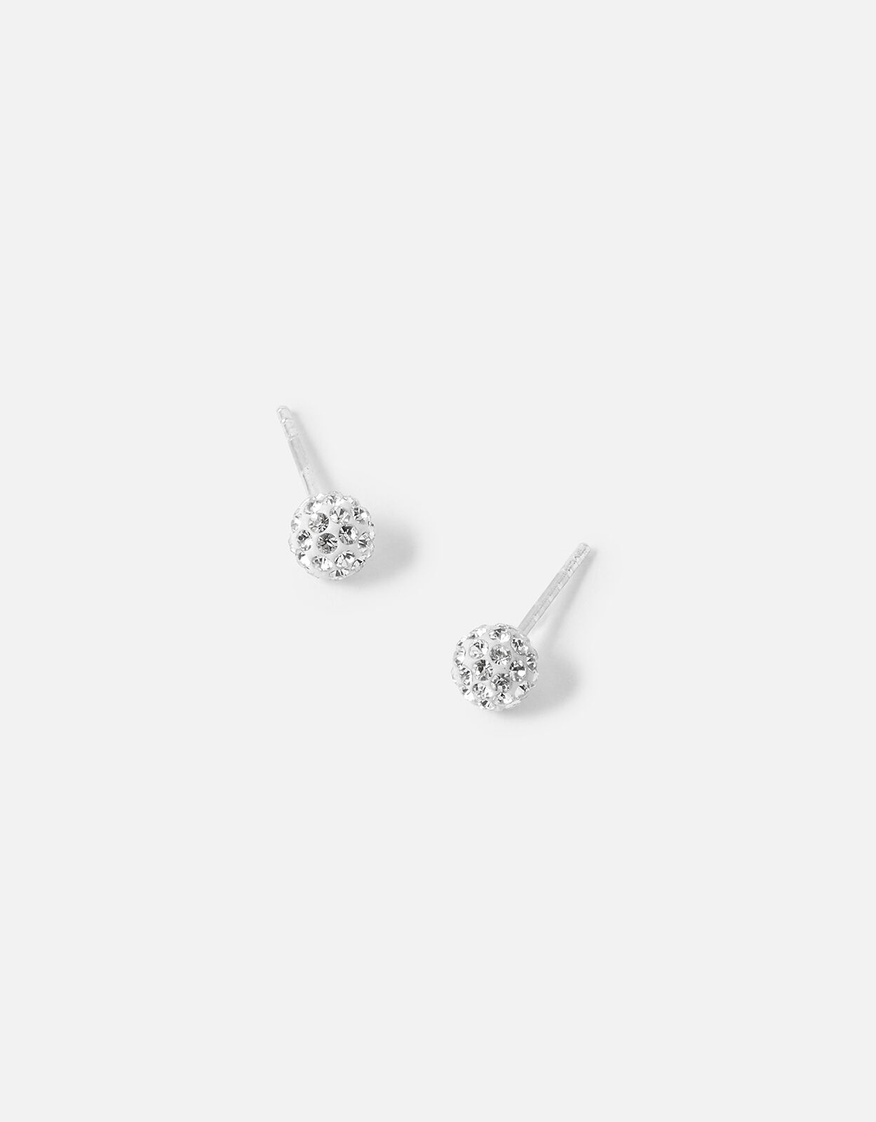 Sterling Silver Sparkle Pave Ball Stud Earrings