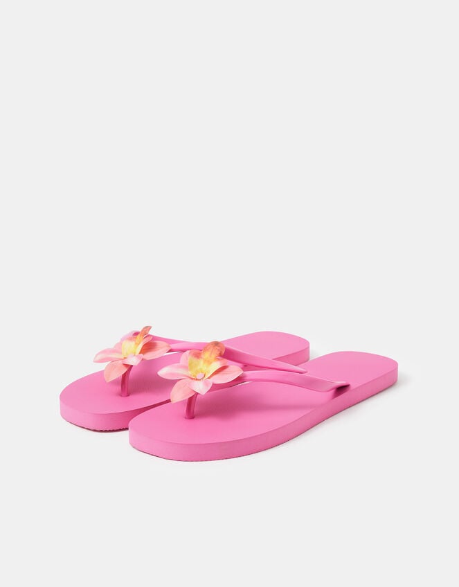 Orchid Flower Flip Flops, Pink (PINK), large
