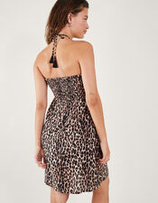 Leopard Print Bandeau Dress, Brown (BROWN), large