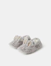 Girls Fluffy Bunny Ballet Slippers, Grey (GREY), large