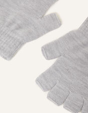 Plain Fingerless Gloves, Grey (LIGHT GREY), large