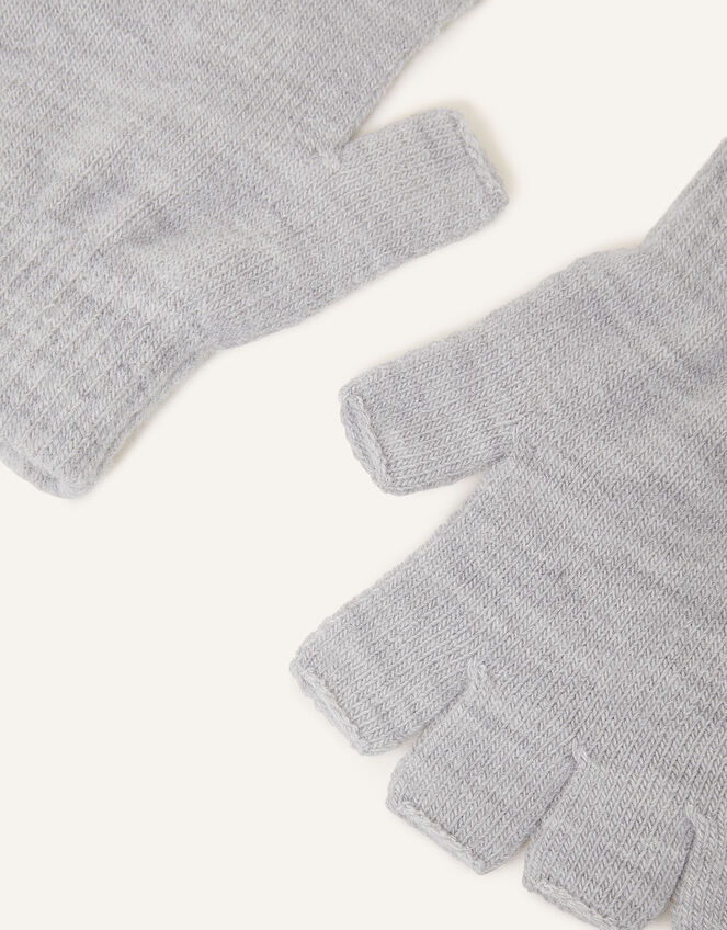 Plain Fingerless Gloves, Grey (LIGHT GREY), large