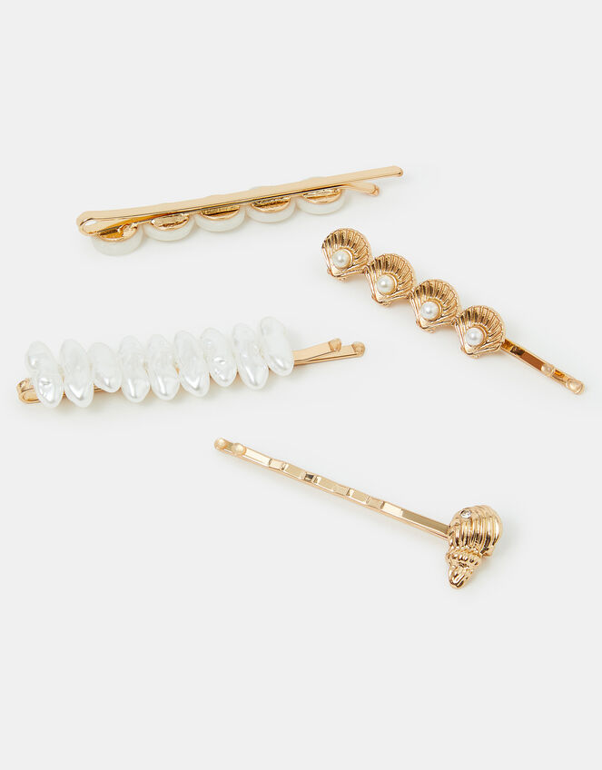 4-Pack Shell Pearl Hair Slides, , large
