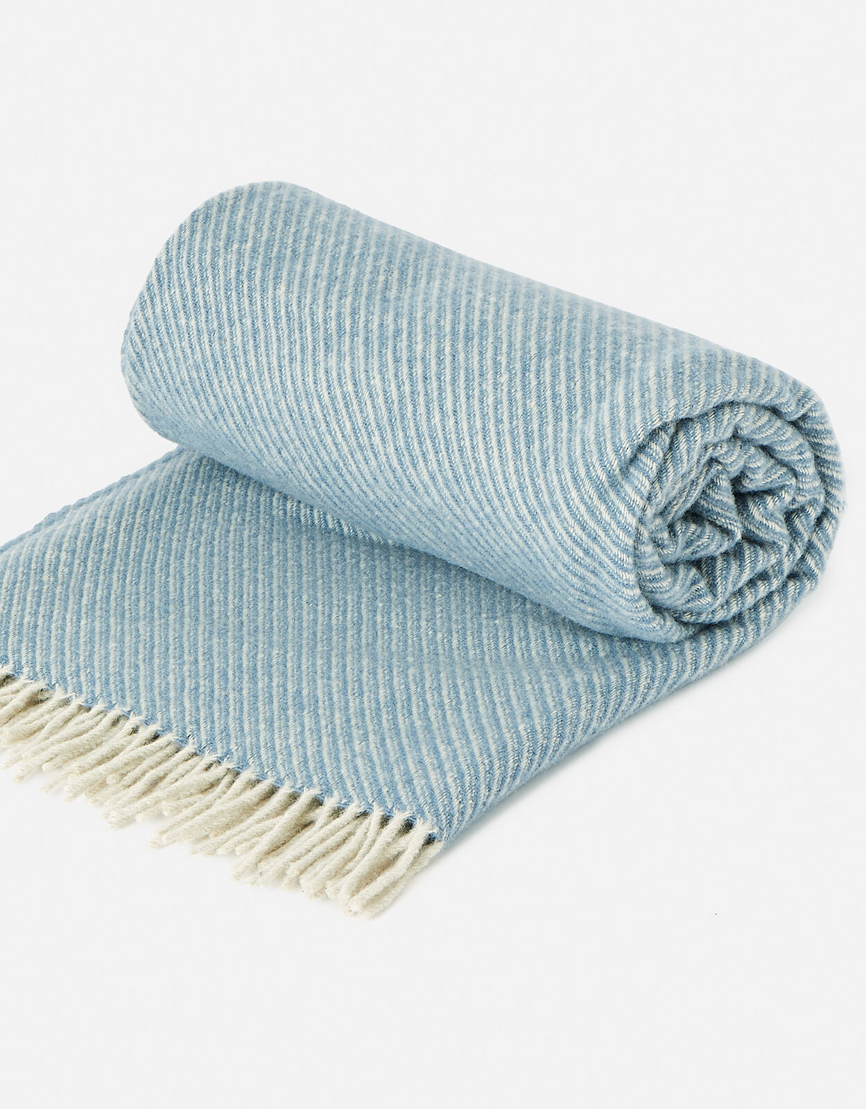 Tweedmill Tassel Throw in Pure Wool Blue