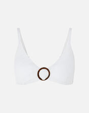 Buckle Front Textured Bikini Top, Natural (IVORY), large