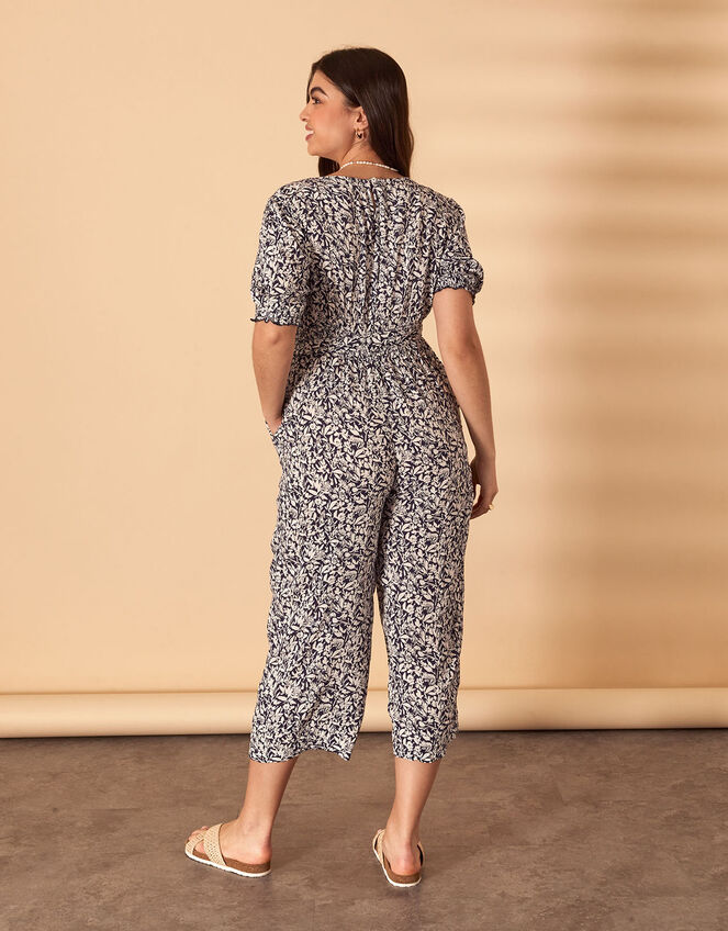 Ditsy Print Wrap Jumpsuit in LENZING™ ECOVERO™ Blue Summer holiday