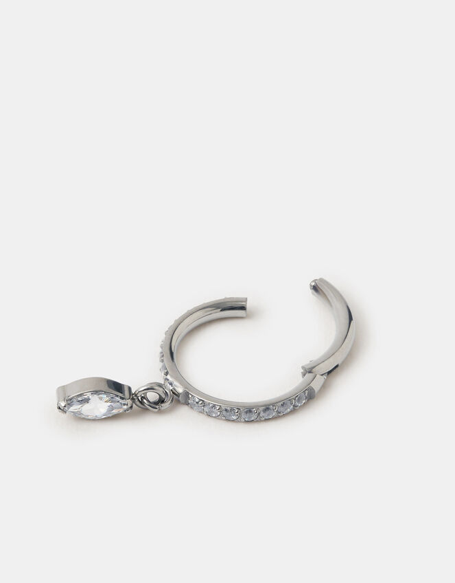 Marquise Drop Titanium Hoop Earring, , large