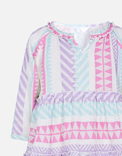 Girls Geometric Tiered Kaftan, Multi (PASTEL-MULTI), large