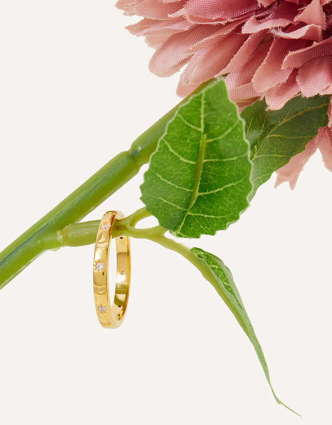 14ct Gold-Plated Star and Moon Band Ring, Gold (GOLD), large