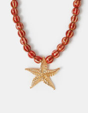Chunky Bead Starfish Pendant Necklace, , large