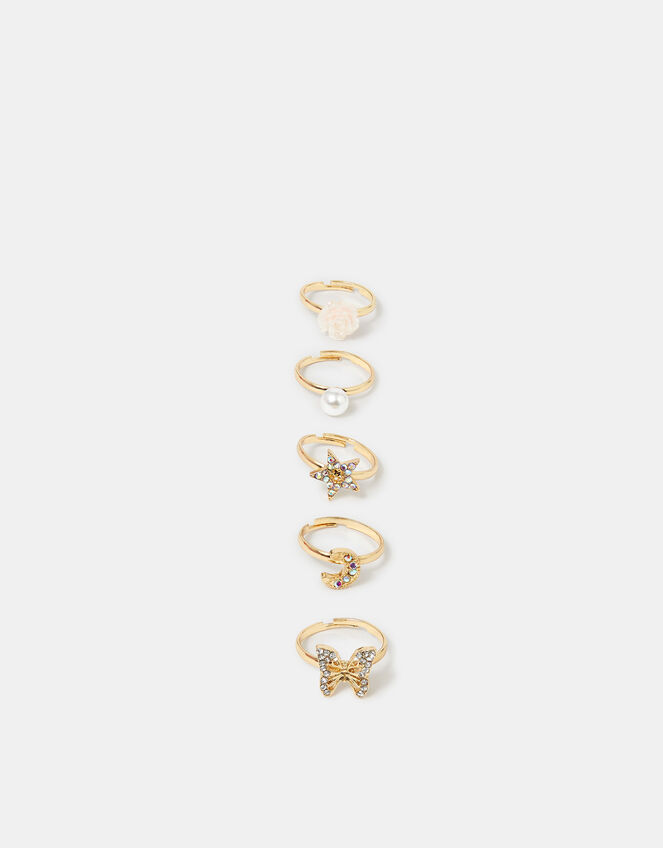 5-Pack Girls Butterfly Rings, , large