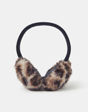 Fluffy Leopard Print Earmuffs, , large