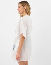 Shell Patchwork Mini Kaftan, Ivory (IVORY), large