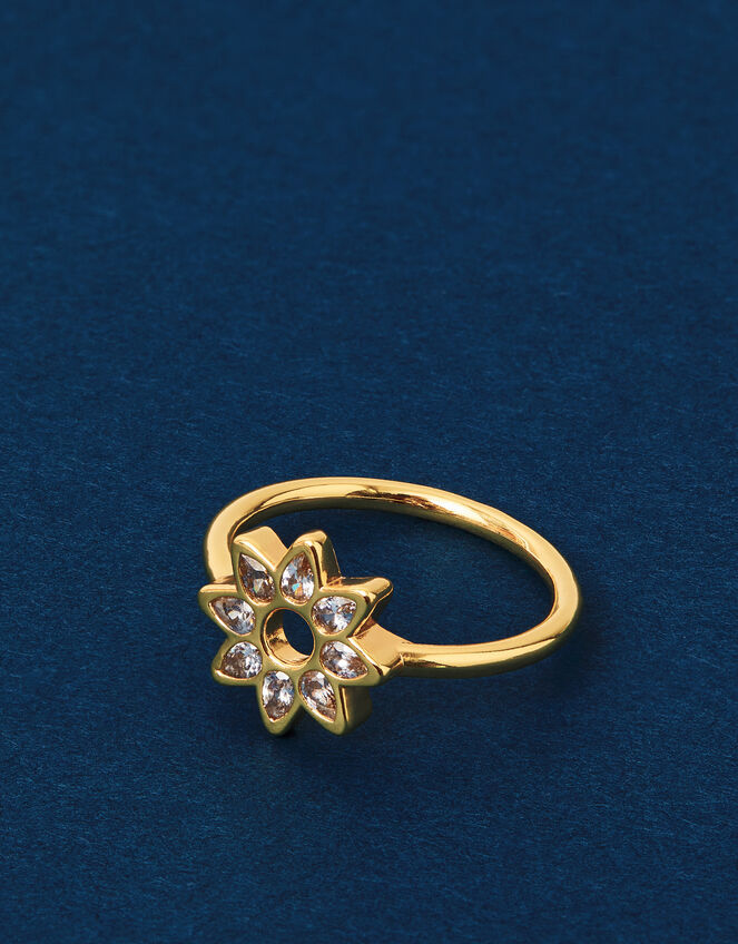 14ct Gold-Plated Sparkle Star Ring, Gold (GOLD), large