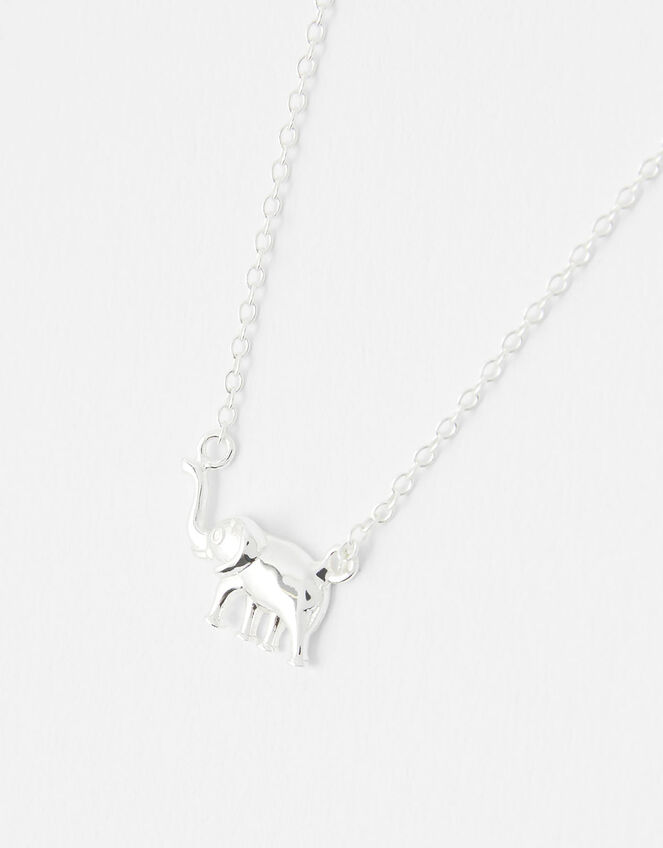 Sterling Silver Elephant Necklace, , large