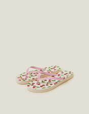 Cherry Print Flip Flops, Red (RED), large