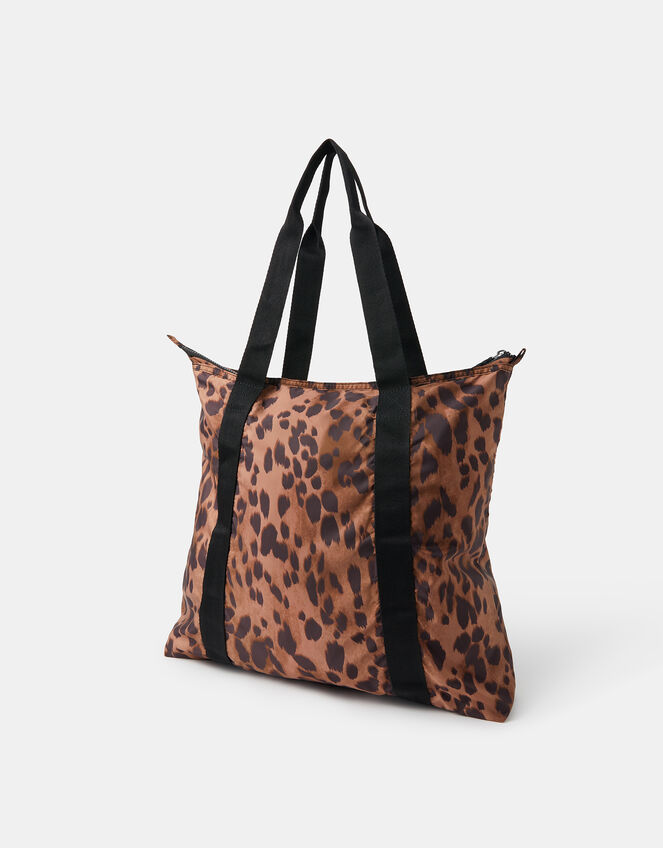 Animal Print Packable Tote Bag, , large