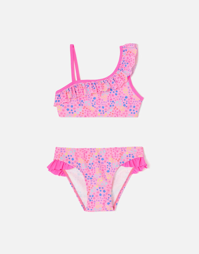 Kids Ditsy Print Asymmetrical Bikini , Multi (BRIGHTS-MULTI), large