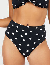 Polka Dot High Waist Bikini Briefs, Black (BLACK), large