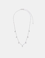 Sterling Silver Crystal Station Necklace, , large