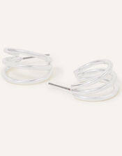 Triple Hoop Earrings, Silver (SILVER), large
