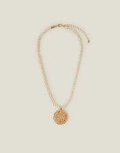 Coin Pendant Cord Necklace Gold, , large
