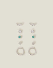 5-Pack Sterling Silver-Plated Bee Stud and Hoop Earrings, , large