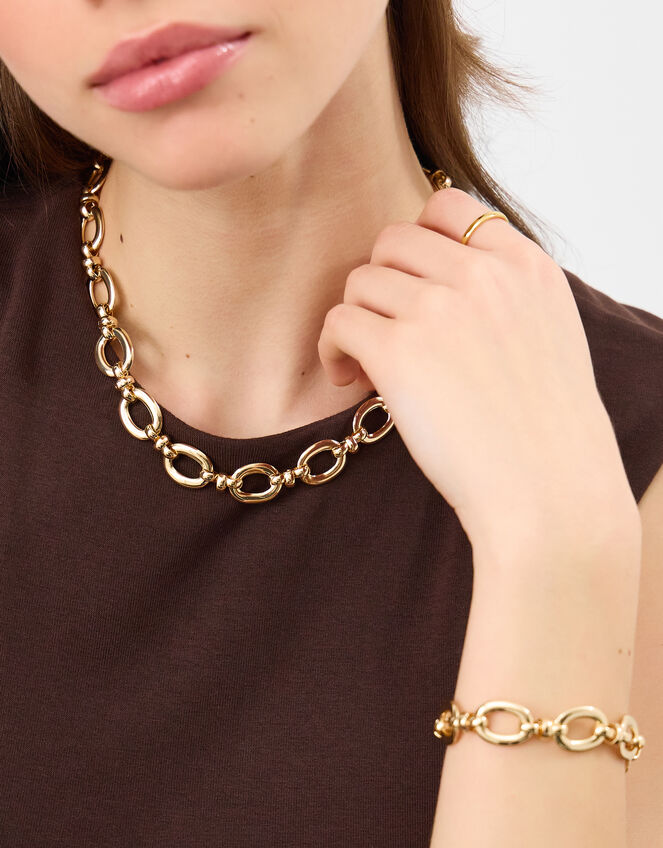 Chunky Oval Link Chain Necklace, Gold (GOLD), large