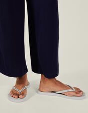 Crystal Embellished Flip Flops, Silver (SILVER), large