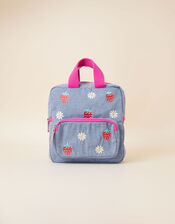 Kids Chambray Strawberry Backpack , , large