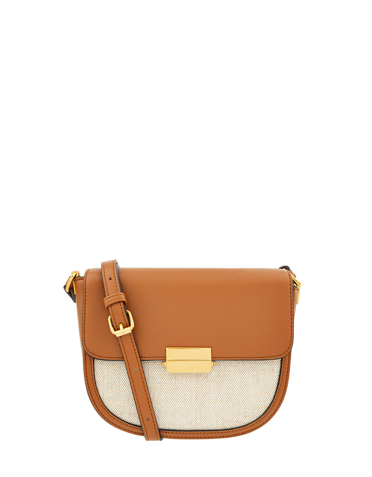 Linen Panel Cross Body Bag Tan