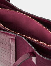 Faux Croc Webbing Strap Shoulder Bag , , large