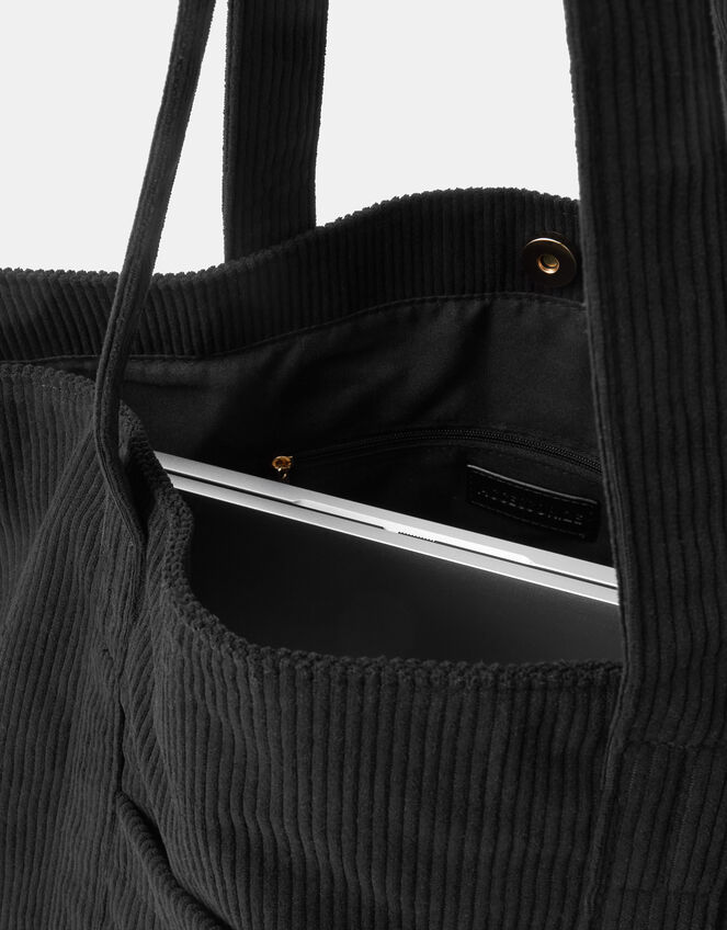 Corduroy Shopper Bag, Black (BLACK), large